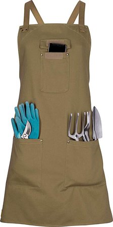 Gardening Apron with Pockets for Women - Work or Utility Apron, Artist Smock, Harvesting