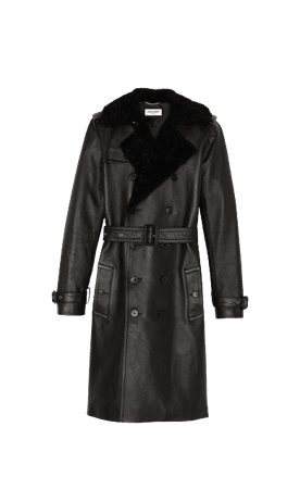 TRENCH COAT IN GRAINED LEATHER AND SHEARLING
