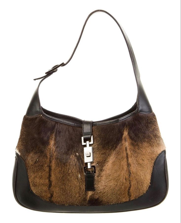 brown fur leather bag