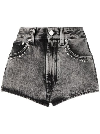 Alessandra Rich Studded Denim Mini Shorts - Farfetch