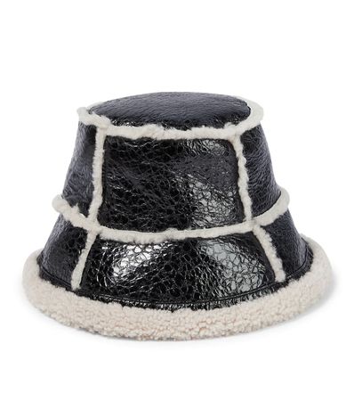 Jean Paul Gaultier - Shearling-trimmed leather bucket hat | Mytheresa