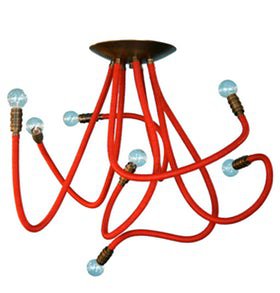 Leather Meander Chandelier , custom colors & sizes - Contemporary Transitional Mid-Century Modern Flush Mounts - Dering Hall