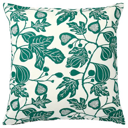 ALPKLÖVER Cushion cover, natural, dark green - IKEA