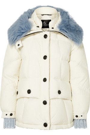 Moncler Grenoble | Carezza shearling-trimmed quilted down jacket | NET-A-PORTER.COM