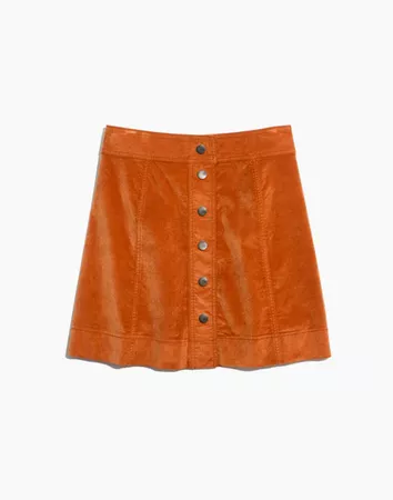 Velveteen A-Line Mini Skirt: Button-Front Edition