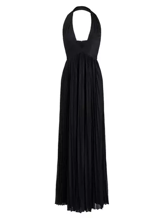 Shop Halston Tiffany Pleated Halter Gown | Saks Fifth Avenue