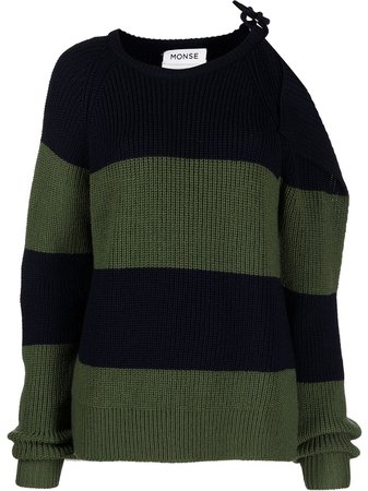 Shop Monse striped buckle-shoulder jumper with Express Delivery - FARFETCH