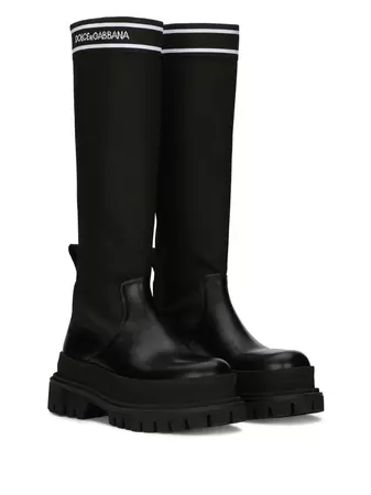 Dolce & Gabbana logo-print pull-on boots