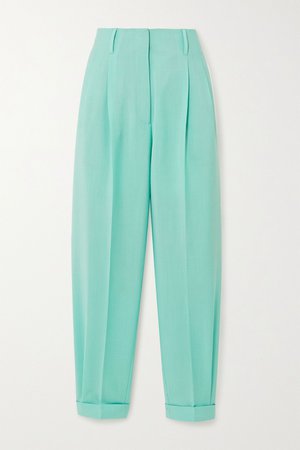Turquoise Wool and mohair-blend tapered pants | Agnona | NET-A-PORTER