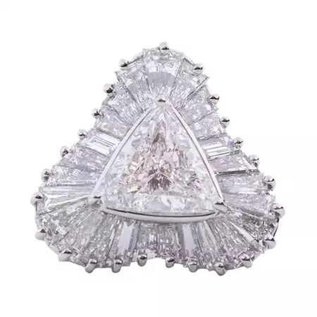 Oscar Heyman Platinum GIA Certified 6.22tcw Trilliant Diamond 'Ballerina' Ring For Sale at 1stDibs | diamond ballerina ring, platinum rolex, ballerina ring vintage