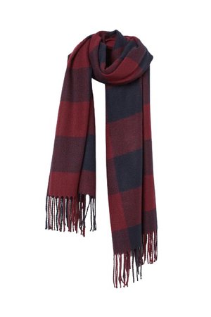 maroon and navy plaid scarf