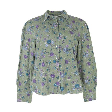 90s Green Floral Corduroy Shirt - L | Rokit Vintage Clothing