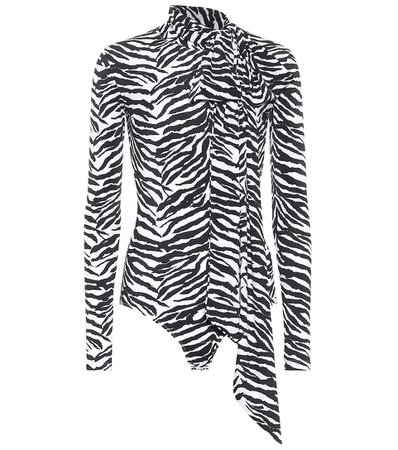 MM6 Maison Margiela - Zebra-print stretch-jersey bodysuit | Mytheresa