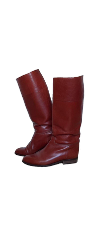 red leather boots.