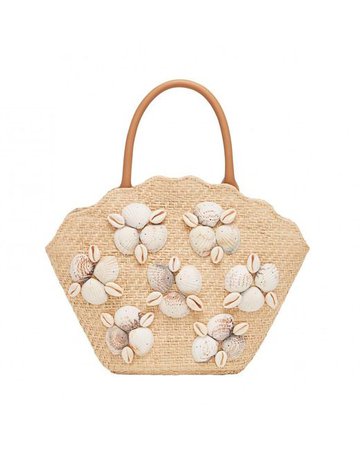 Loeffler Randall Aria Shell-Embellished Straw Bag
