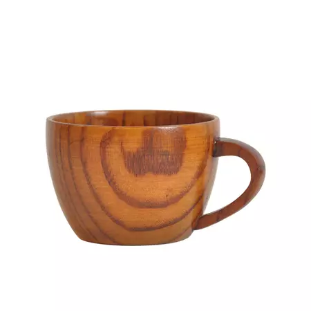 Jujube Wooden Flat Bottom Mug Coffee Cup