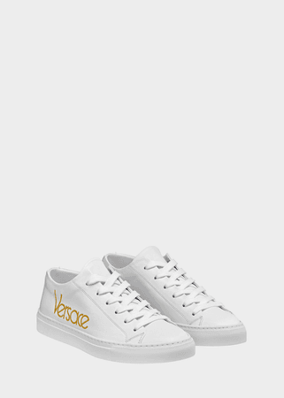 Versace Vintage Logo Leather Sneakers for Women | US Online Store
