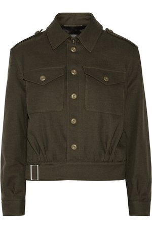 Army green Cotton and wool-blend gabardine jacket | SAINT LAURENT | NET-A-PORTER