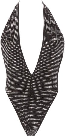 Alessandra Rich Crystal-Embellished One-Piece Swimsuit Size: 38