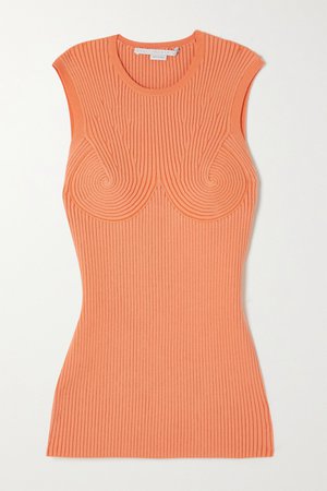 Orange Ribbed organic cotton-blend top | Stella McCartney | NET-A-PORTER