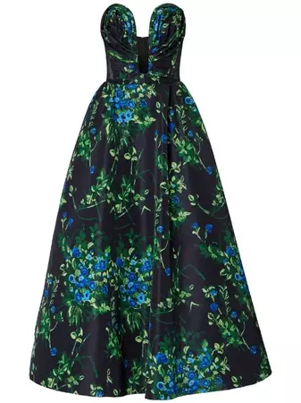 Carolina Herrera floral-print Draped Gown Dress - Farfetch