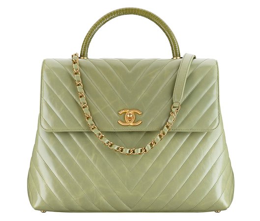 Flap Bag with Top Handle Green
