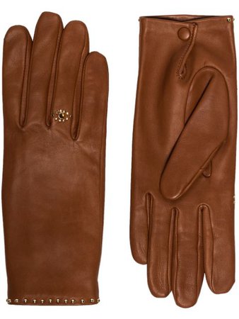 Agnelle Jeslyn stud-embellished gloves brown JESLYN - Farfetch