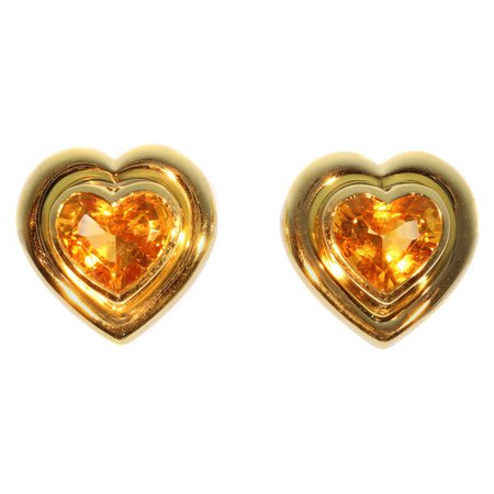 Paloma Picasso for Tiffany and Co. Citrine 18 Karat Gold Heart Clip on Earrings