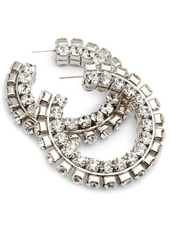AREA stacked crystal-embellished hoop earrings - FARFETCH
