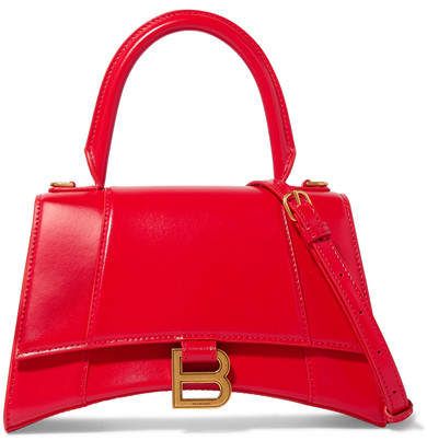 Hourglass Small Leather Shoulder Bag - Red