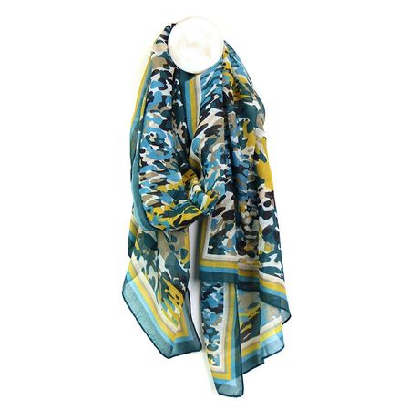 Teal and Mustard Abstract Scarf – The Jewellery Stop