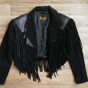 Scully Jackets & Coats | Scully 8 Black Fringe Crop Leather Biker Jacket | Poshmark