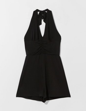 Flowing playsuit with tied bow at the neck - Dresses - Woman | Bershka