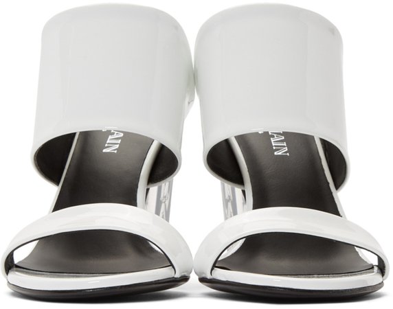 Balmain: White Patent Lory Sandals | SSENSE