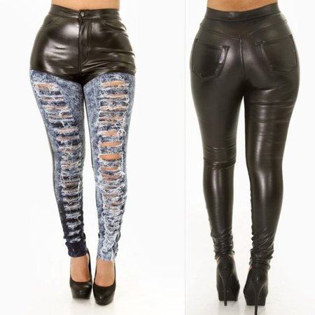 jeans, ripped jeans, leather - Wheretoget