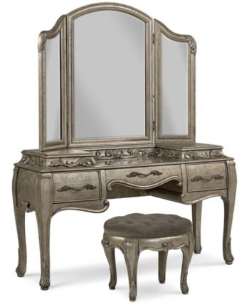 Zarina 3-Pc. Vanity Set (Vanity, Vanity Stool & Vanity Mirror)