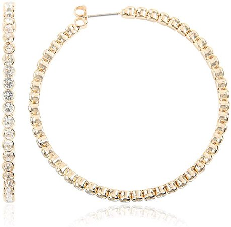 Amazon.com: RIAH FASHION Lightweight Rhinestone Pave Statement Hoop Earrings - Sparkly Bridal Wedding Cubic Zirconia Crystal Wire Round, Teardrop Pear, Heart (Bubble Bezel Hoops - 2" - Gold): Clothing