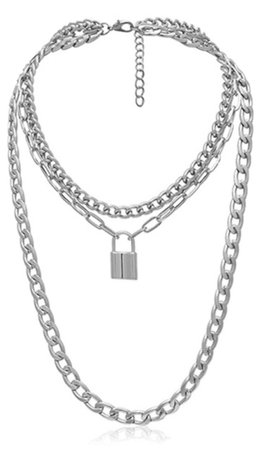 Silver chain lock necklace - Haze Accessories