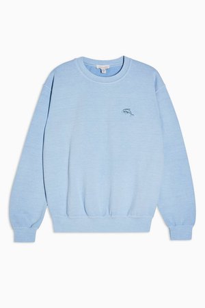 Light Blue Dolphin Emoji Sweatshirt | Topshop