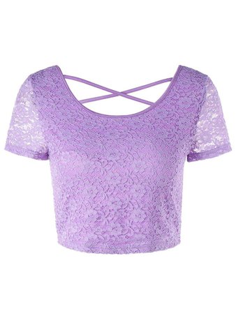 Criss Cross Lace Crop Top in Light Purple 2xl | Sammydress.com