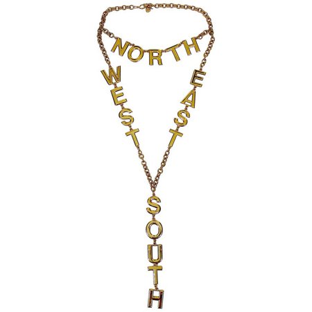 Moschino Vintage Gold Toned Cardinal Directions Necklace For Sale at 1stdibs