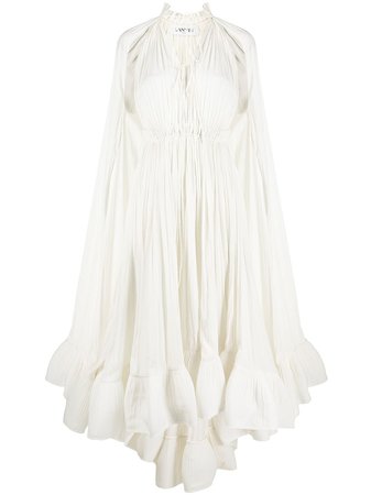White LANVIN long-sleeve ruffle gown - Farfetch