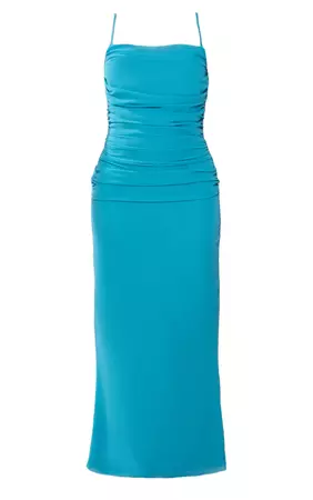 Bright Blue Chiffon Corset Strappy Midaxi Dress | PrettyLittleThing USA