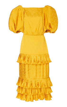 Isolated Treasure Pleated Jacquard Midi Dress by Johanna Ortiz | Moda Operandi