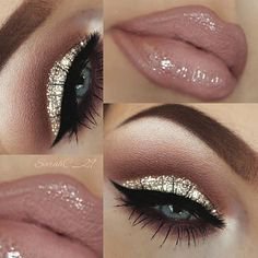 Pinterest - ✨Love the rose gold tones in this glitter cut crease look by @beautybybaran wearing our #PixieLuxeLashes. Details: •eyebrows @anas | Makeup