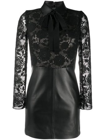 RedValentino Lace Leather Panel Dress - Farfetch