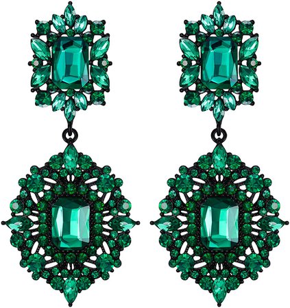 Amazon.com: Flyonce Women's Crystal Wedding Art Deco Vintage Style Gatsby Chandelier Dangle Earrings Green: Jewelry