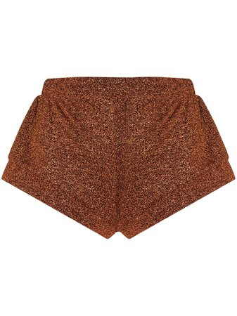 Shop brown Oséree metallic effect short shorts with Express Delivery - Farfetch