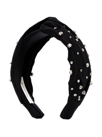 Black Jennifer Behr Lilian crystal-embellished knot headband 77BD10 - Farfetch