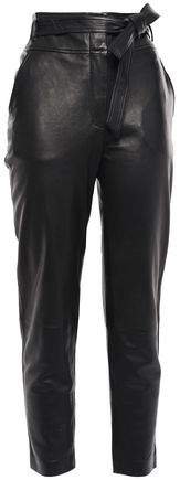 Faxon Cropped Belted Leather Tapered Pants